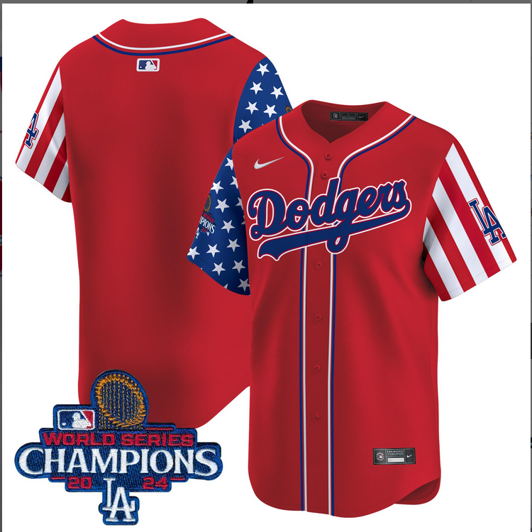 Men MLB Los Angeles Dodgers blank American Style red 2024 World Series Champions  Limited Jersey
